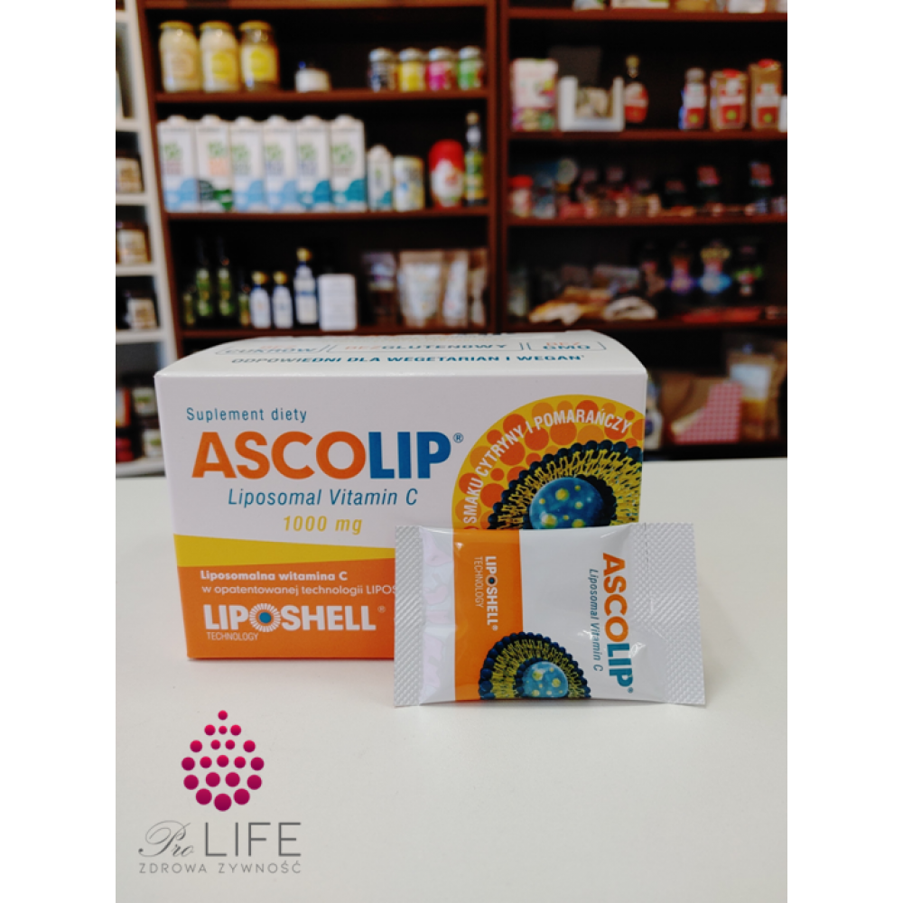 Ascolip (liposomalna witamina C) smak cytryna i pomarańcza 1000mg 30saszetek